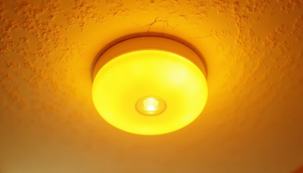 Water damage and ceiling stain on popcorn texture in Ontario CA home