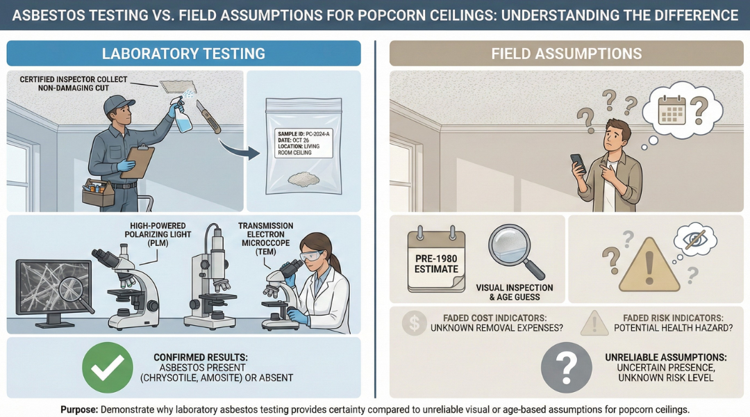 Comparison of laboratory asbestos testing versus field assumptions for popcorn ceilings